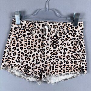 Crave Fame By Almost Famous Cut Off Short Womens Size 3 Leopard Cream Black